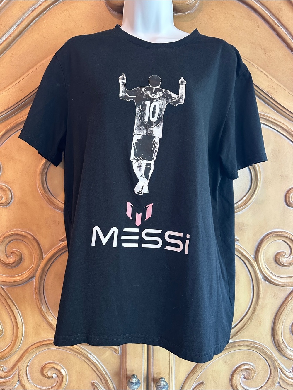 Messi Black Short-Sleeve Graphic Crewneck Tee